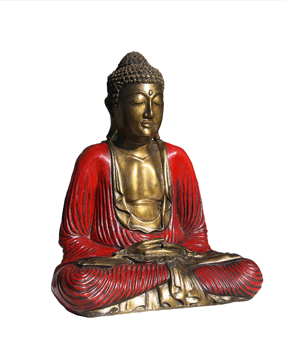 0490_1 BUDDHA IN RESINA DIPINTA MEDITAZIONE CM 40