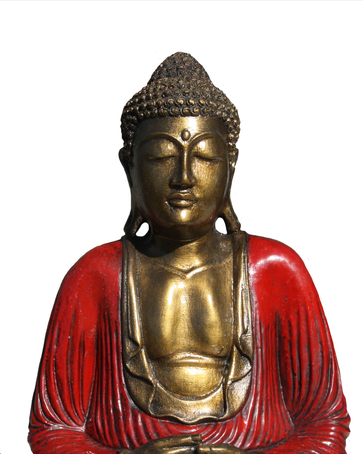 0490_2 BUDDHA IN RESINA DIPINTA MEDITAZIONE CM 40