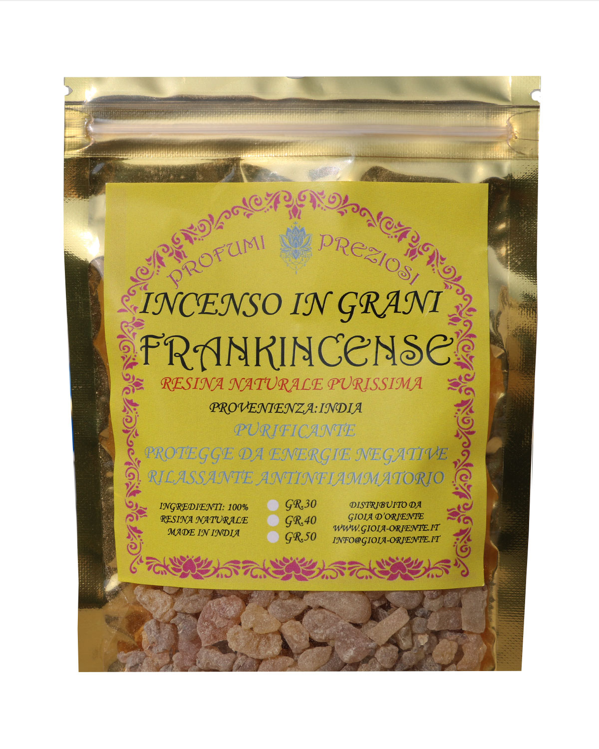 0506_2 INCENSO IN GRANI FRANKINCENSE LINEA PROFUMI PREZIOSI (gr.40)