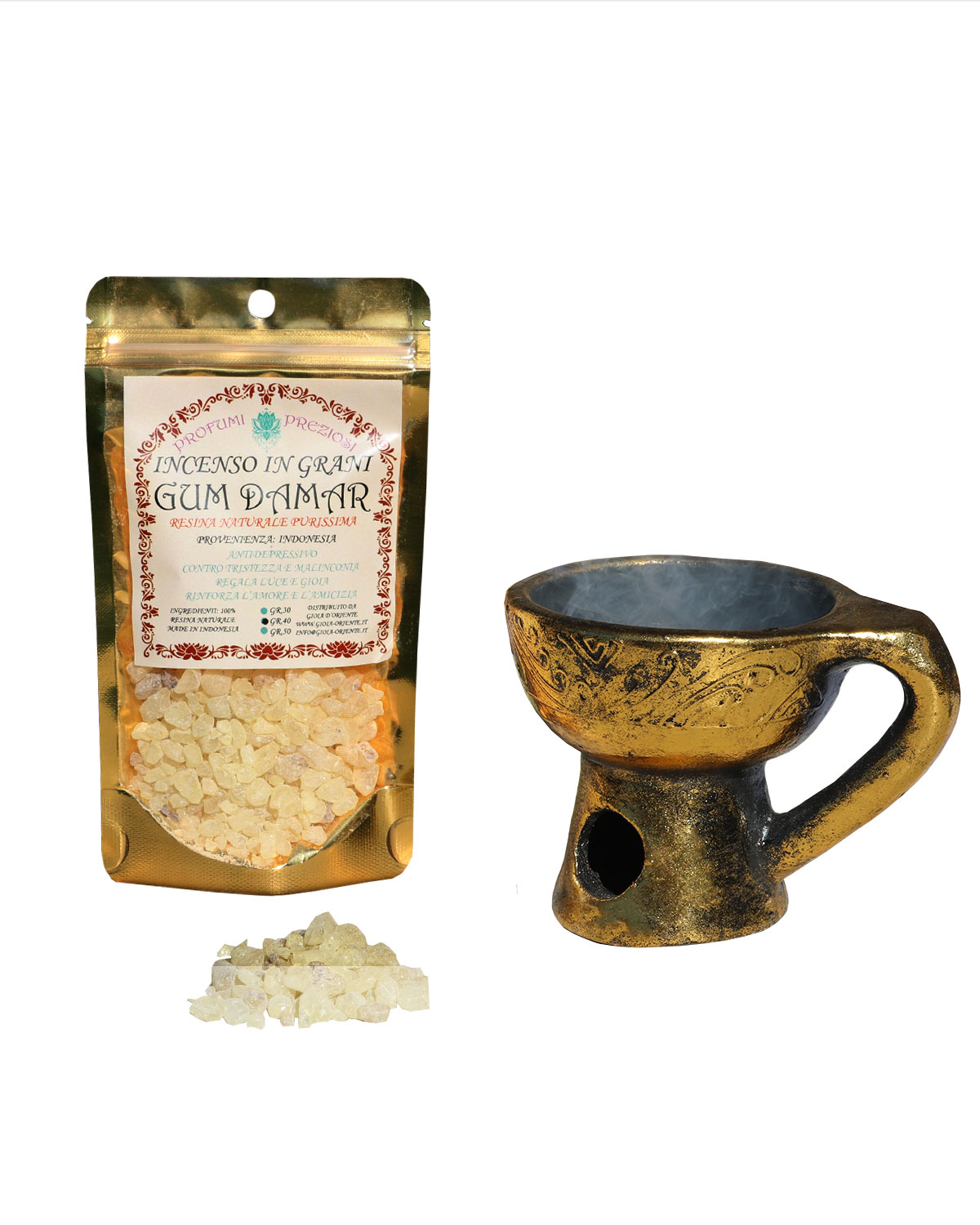 2595_1 INCENSO IN GRANI GUM DAMAR LINEA PROFUMI PREZIOSI (gr 40)