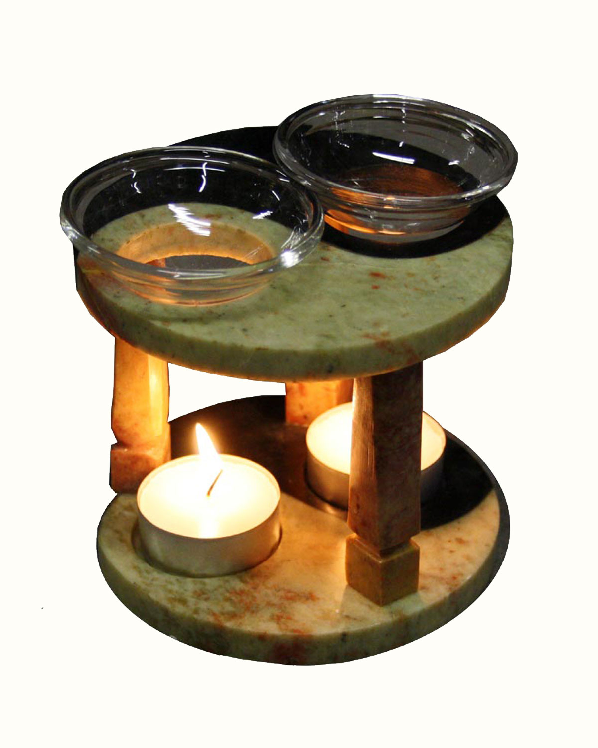 5141 BRUCIAESSENZE IN MARMO TAO DUE PIATTINI