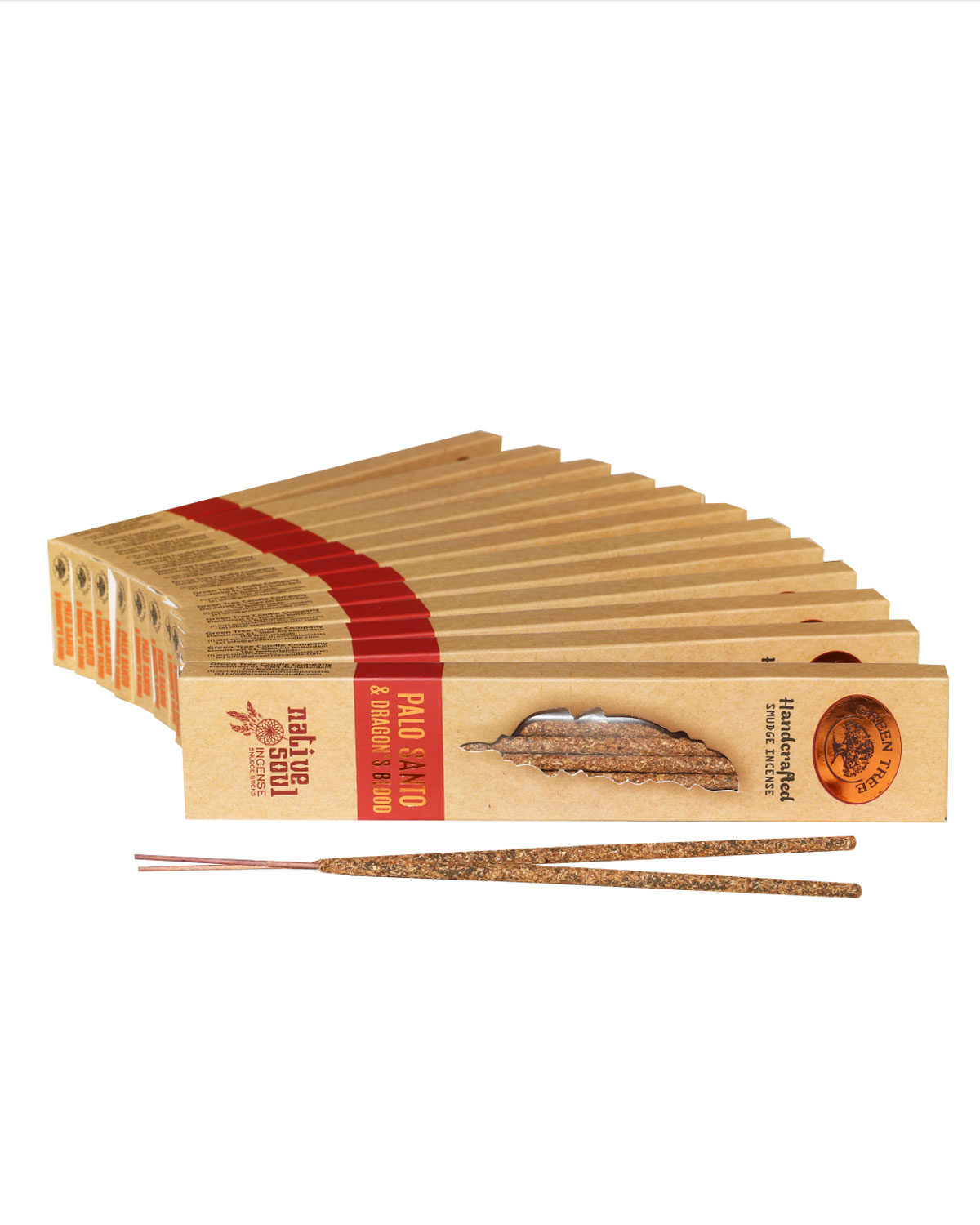 8520_1 INCENSI GREEN TREE NATIVE SOUL SMUDGE PALO SANTO & DRAGON'S BLOOD ( conf. 12 box x 15 gr. )