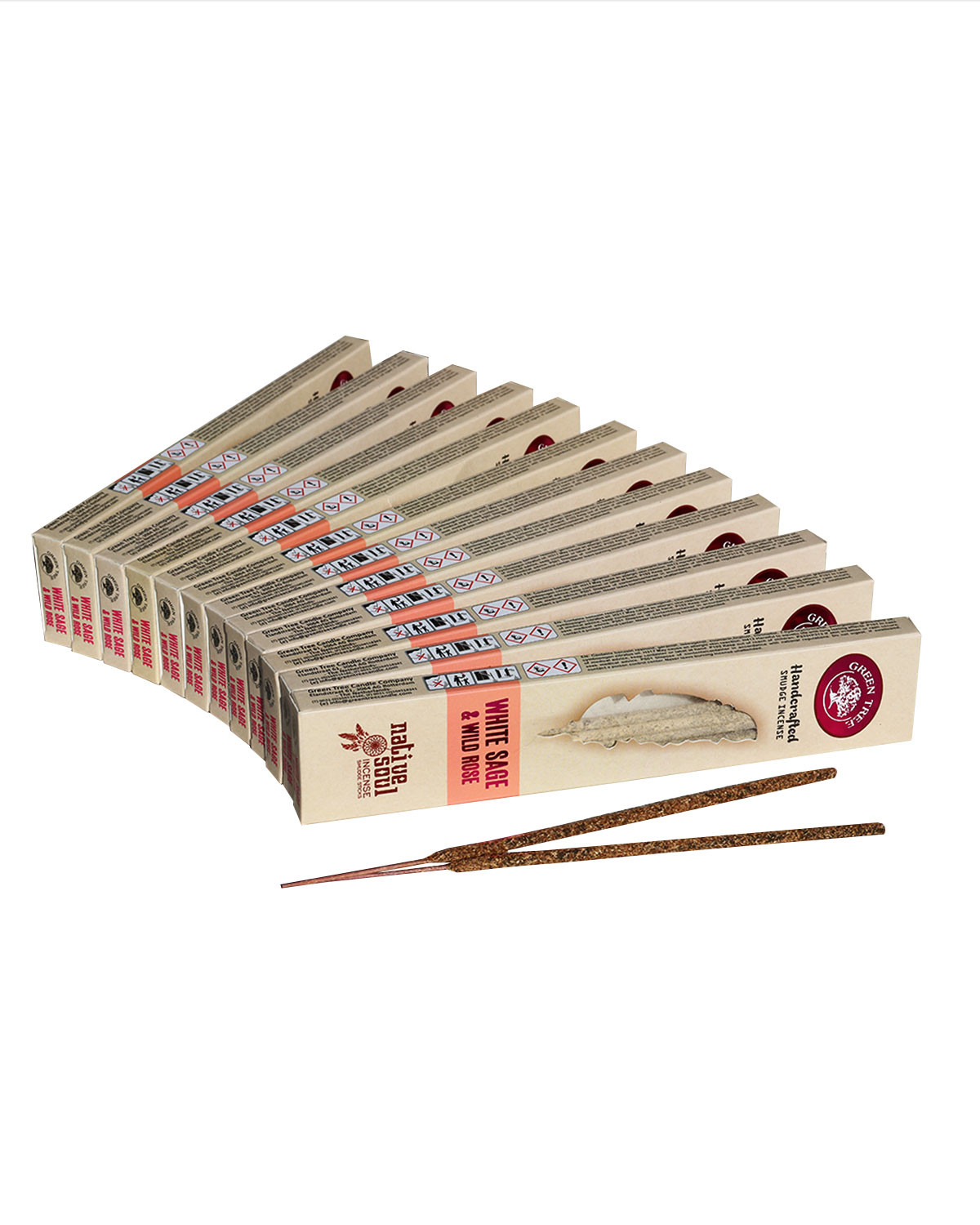 8522_1 INCENSI GREEN TREE NATIVE SOUL SMUDGE WHITE SAGE & WILD ROSE ( conf. 12 box x 15 gr. )