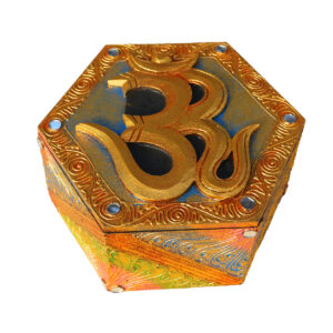 SCATOLA ESAGONALE GRANDE CON OM DORATE