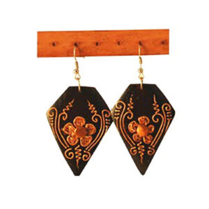 ORECCHINI IN LEGNO CON DECORI ORO E RAME