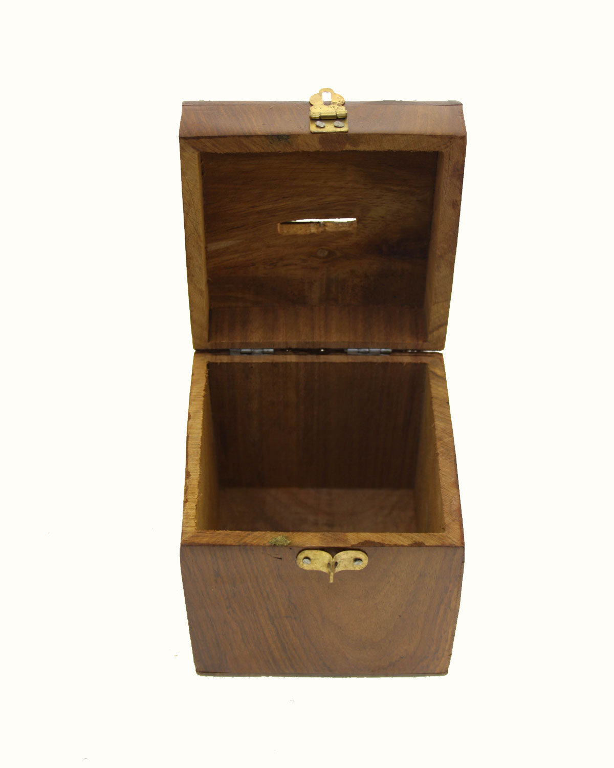 6734_1 SALVADANAIO QUADRATO IN LEGNO E OTTONE