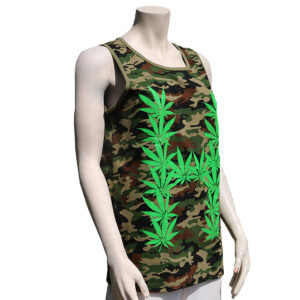 CANOTTA IN COTONE MIMETICA CON FOGLIE DI MARJIUNA