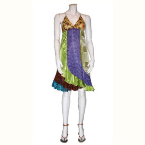 VESTITO CORTO OLD SARI PATCHWORK