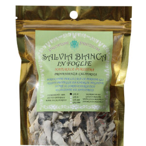 SALVIA BIANCA CALIFORNIANA IN FOGLIE BUSTA ORO LINEA PROFUMI PREZIOSI  (30 GR)