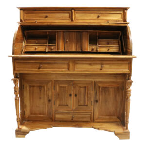 SCRITTOIO RIBALTINA IN TEAK CHIARO CON CASSETTI